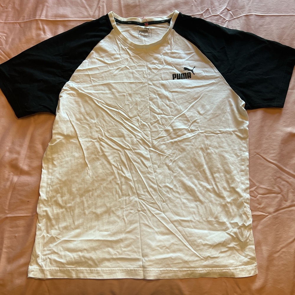 Puma Men's Black and White Short Sleeve Tee